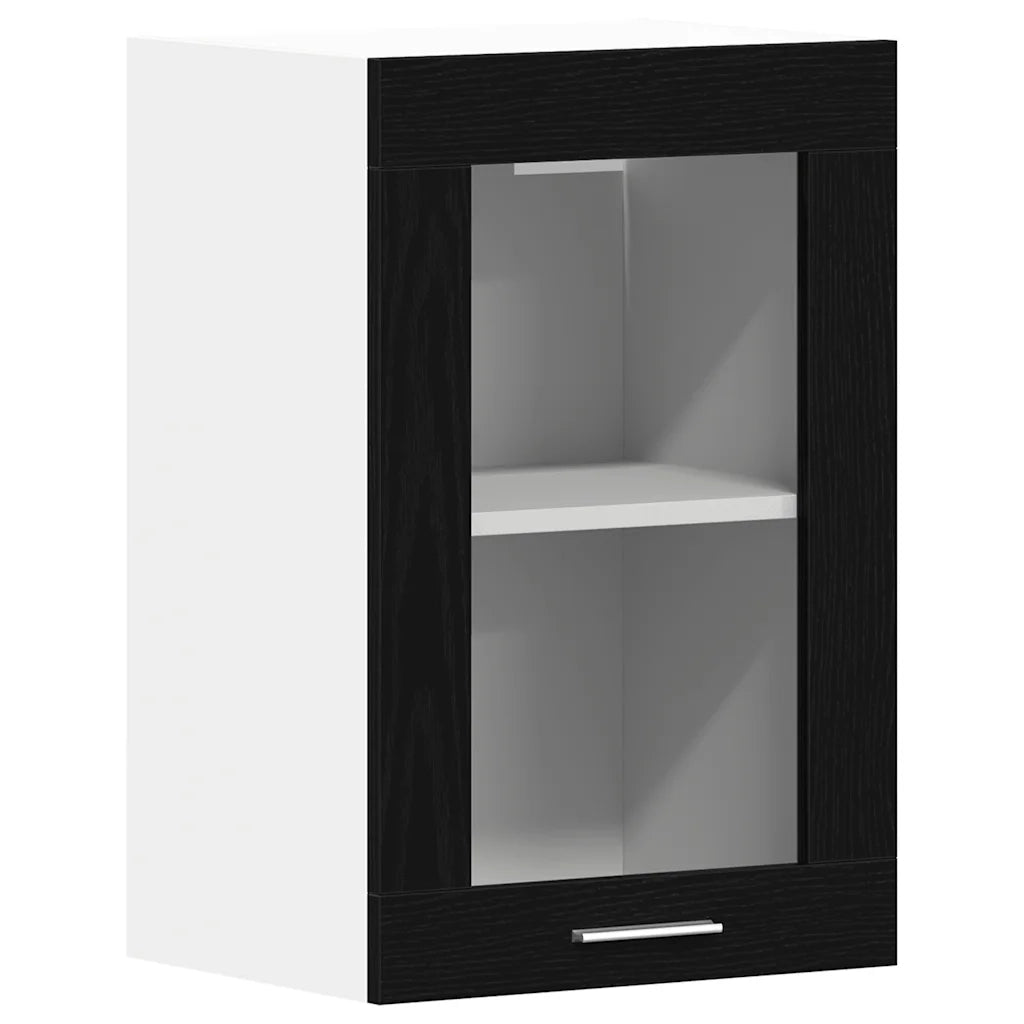 Mobile pensile in vetro rovere Nero 40x31x60 cm in Legno Multistrato 863139
