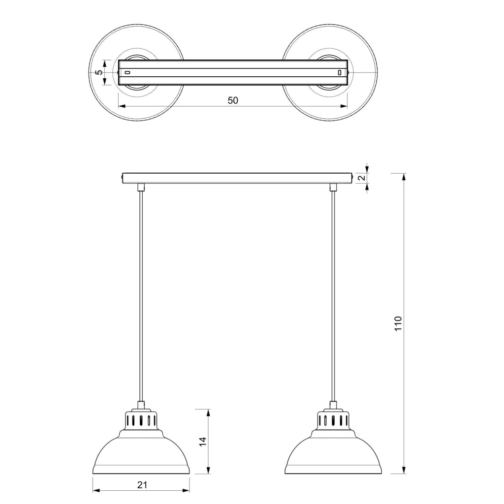 Lampada sospesa Sven 2xE27 bordo acciaio Luminex