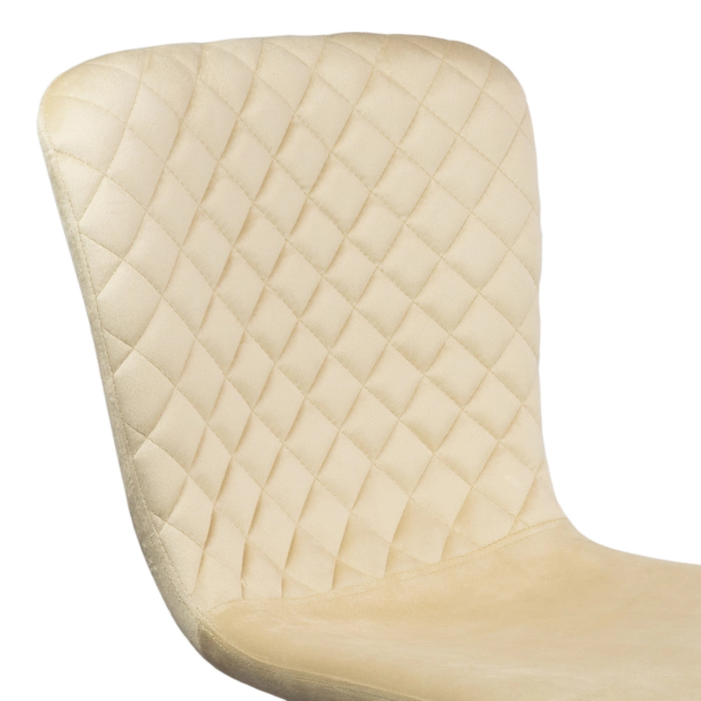Sedia La Straordinaria in velluto beige con gambe in metallo nero