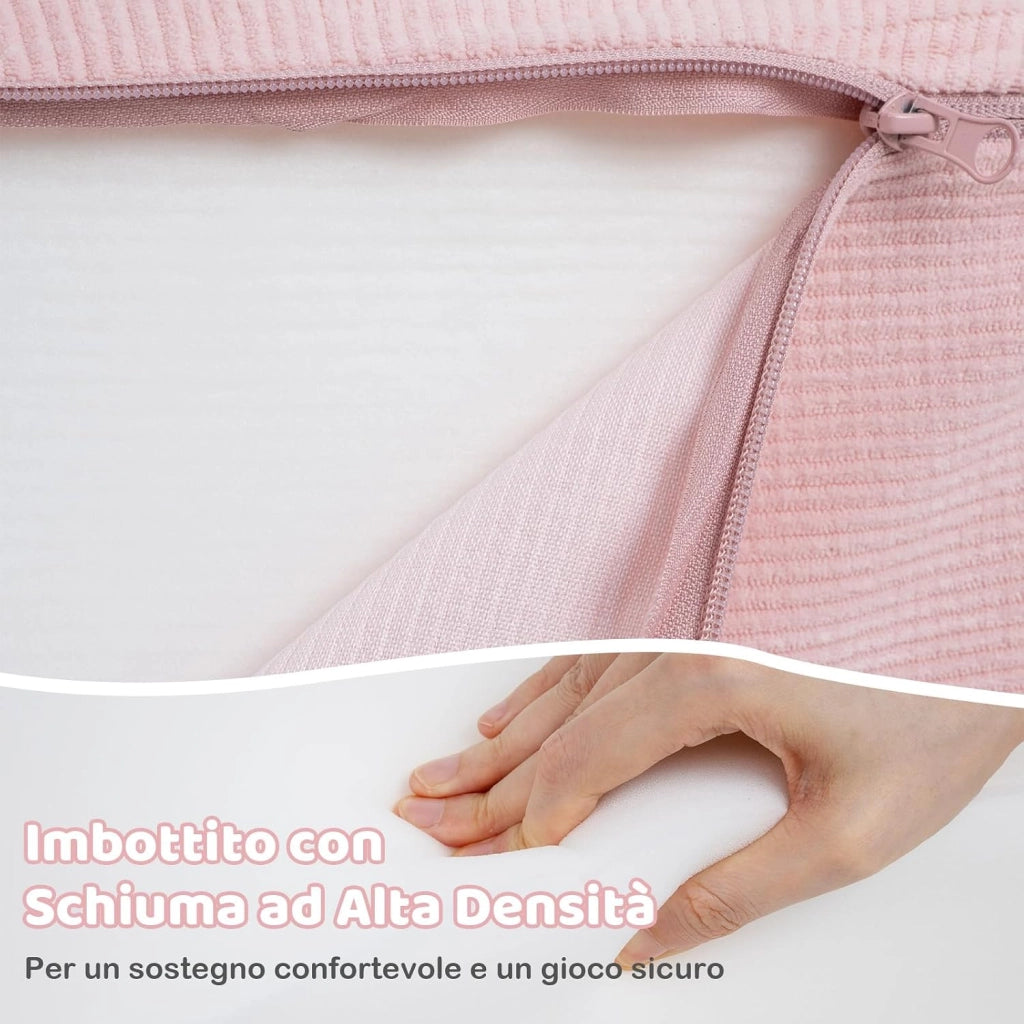 Blocchi da Arrampicata in Schiuma per Bambini, con Piscina di Palline, Set di 5 Pezzi per Arrampicata e Strisciamento, Set da Gioco da Interno per Bambini 3 Anni+ (Rosa,Velluto a coste)