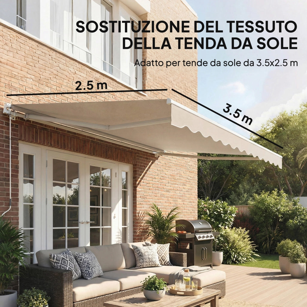 Telo di Ricambio per Tenda Parasole Retrattile 337x250 cm in Poliestere UV 50+ Crema