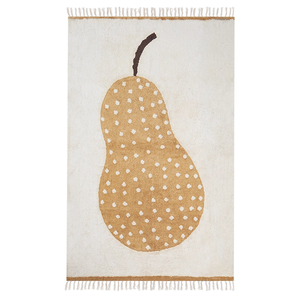 Tappeto in cotone bianco sporco con motivo a pera multicolore rettangolare 140 x 200 cm cameretta boho classico