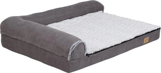 Cuscino per cani ortopedico - 120x90 cm - Grigio - Con cuscino rimovibile e lavabile