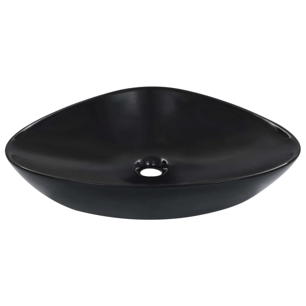 Lavabo da appoggio per l'interno del bagno cabina doccia cabina WC 58,5 x 39 cm ceramica nera 02_0002611