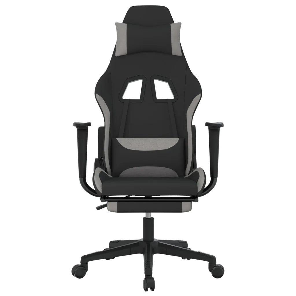 Sedia da Gaming con Poggiapiedi Nero e Grigio Chiaro in Tessuto cod mxl 67194
