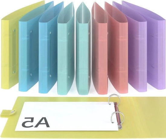 10 x Cintura A5 - Carta da lettere A5 slanciata - 2 anelli - 3cm di spessore - Pergameno estetico - Carta da lettere pastello