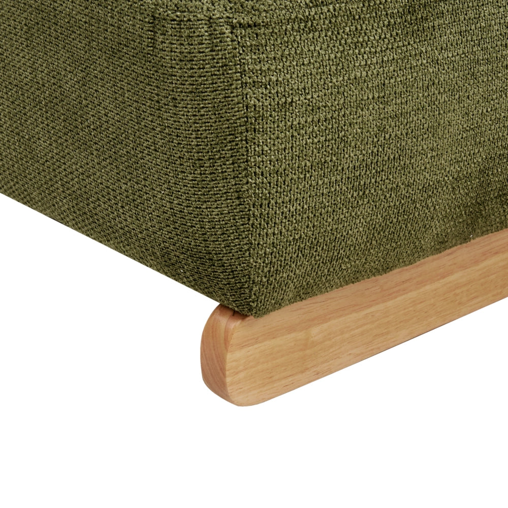 Poltrona Retro Senza Braccioli con Gambe in Legno Massello e Rivestimento in Tessuto Verde in Stile Tradizionale per Soggiorno
