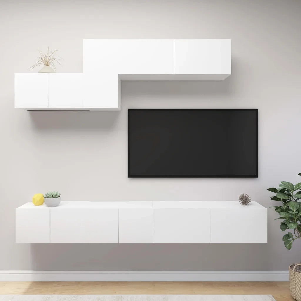 Set di Mobili Porta TV 6 pz Bianco in Legno Multistrato 3078730