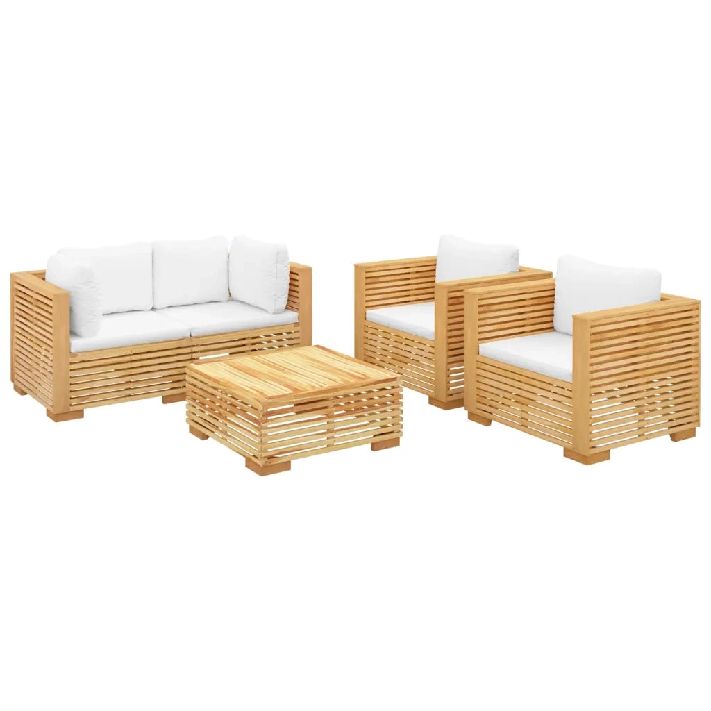 Set Divani da Giardino 5 pz con Cuscini Legno Massello di Teak 3100869