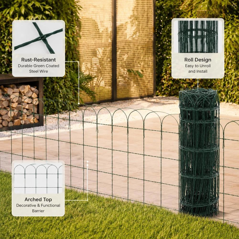 Garden Fence, Powder-coated Iron, 25 X 0.65 M