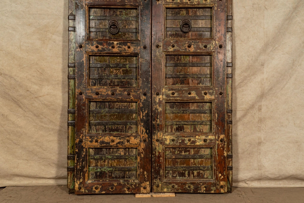 Biscottini Porta portone in legno massello e ferro da interno o da esterno vecchia e antica medievale scorrevole