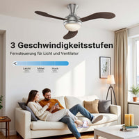 Ventilatore da soffitto Ø 130 cm con 3 pale, lampadario ventilatore con 3 velocità, telecomando, timer, modalità estiva e invernale, 55 W