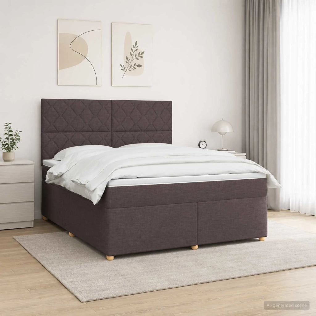 Letto box spring con materasso Marrone Scuro 140 x 200 cm 3455374