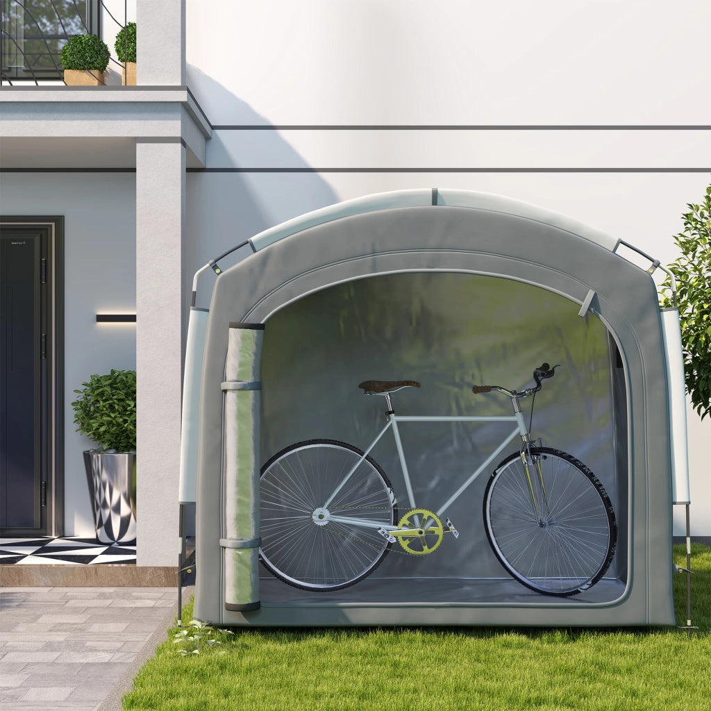 Tenda per Biciclette 3-4 Posti ¨C Xylo ¨C 205x140x188 cm Grigio Scuro con 2 Tasche Laterali