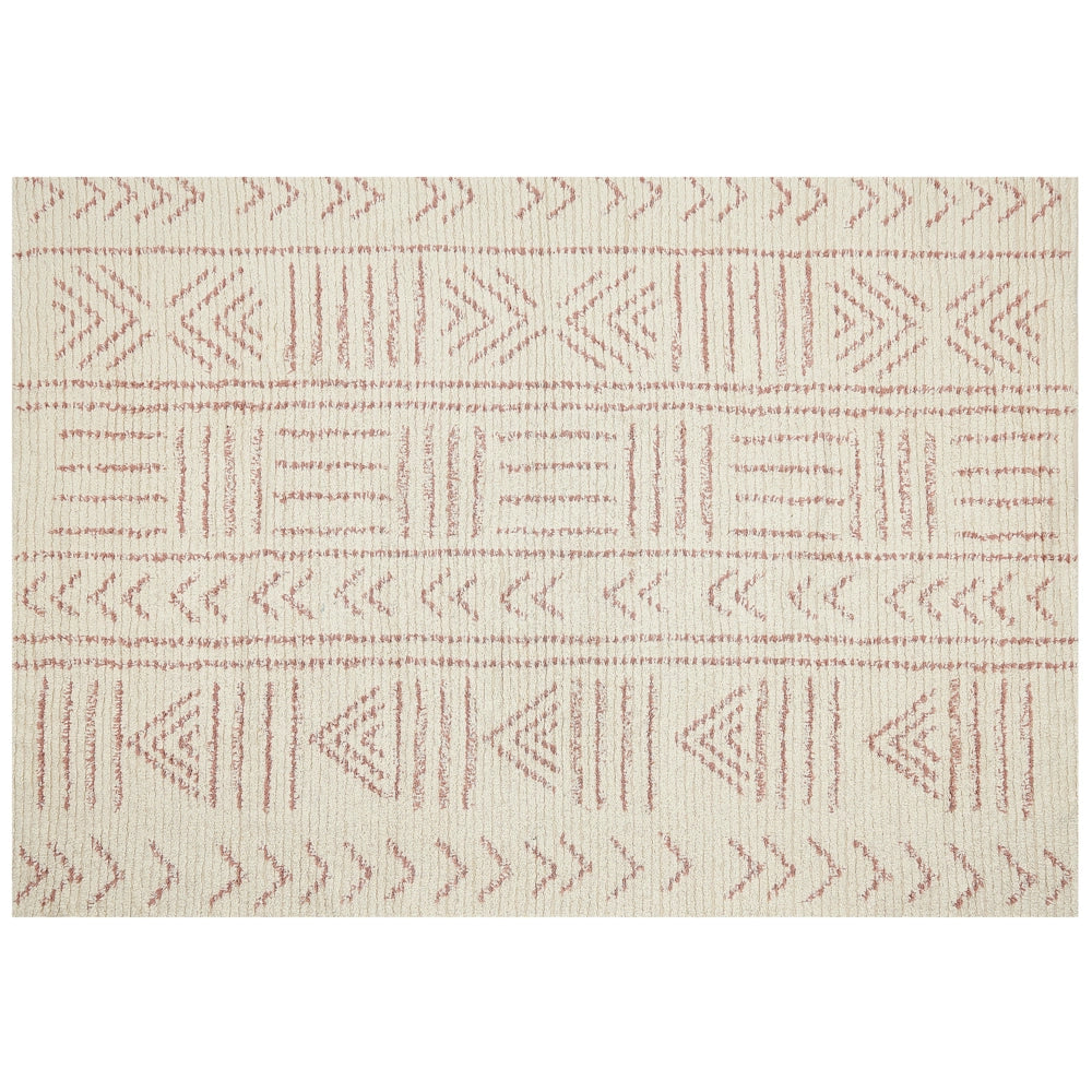 Tappeto in cotone beige 160 x 230 cm rettangolare motivo geometrico soggiorno camera da letto