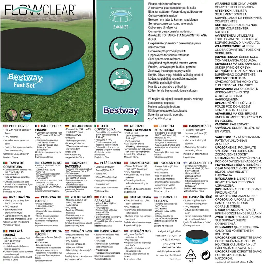 Bestway Set Copertura per Piscina Flowclear Fast 240 cm 92881