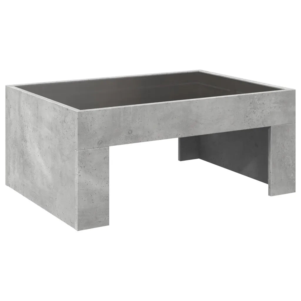 Tavolino da Salotto con LED Infinity-Tavolino da soggiorno Grigio Cemento 70x50x30 cm
