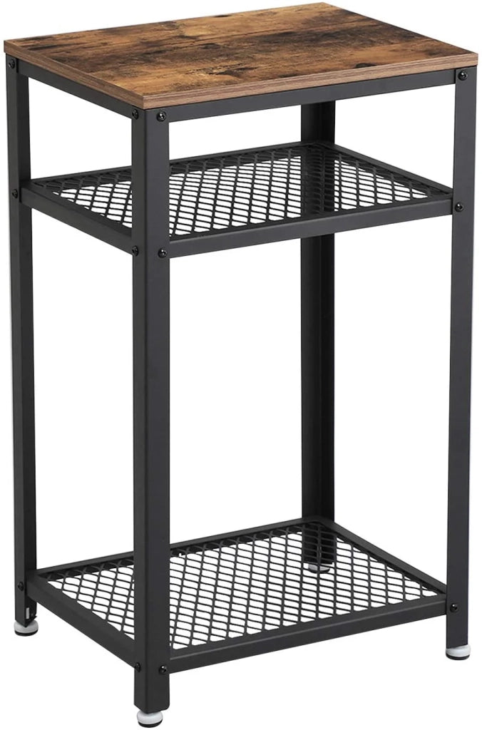 Tavolino vintage comodino tavolino con scomparto aperto e ripiano a traliccio 45 x 35 x 75 cm per soggiorno e ufficio stabile struttura in metallo 12_0001042