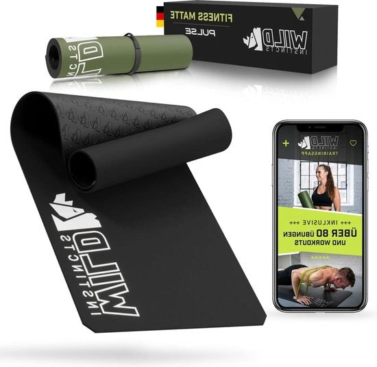 Mat di allenamento antiscivolo 185 cm x 66 cm - 7 mm spesso - mat di yoga e fitness per uso domestico - mat di allenamento antiscivolo