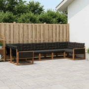 Set di divani da esterno con cuscino 7 pcs Naturale e Nero