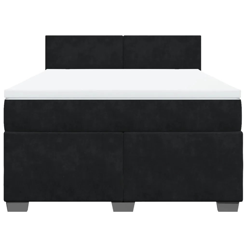 Giroletto a Molle con Materasso Nero 160x200 cm in Velluto