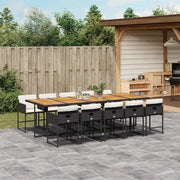 Set da Pranzo da Giardino 11 pz con Cuscini in Polyrattan Nero