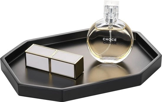 Corona d'oro - Piatto di servizio - Organizzatore mini quadrato - Nero lucido - Per gioielli e accessori - Ideale per bagno e ufficio