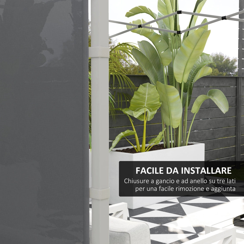 Pareti Gazebo 3x3 e 3x6 m in Tessuto Oxford Grigio con Chiusure ad Anello e a Gancio