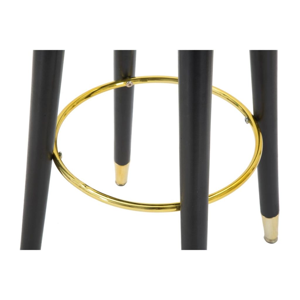 Sgabello da bar Paris ottanio e gold in velluto su gambe nere – H 74 cm