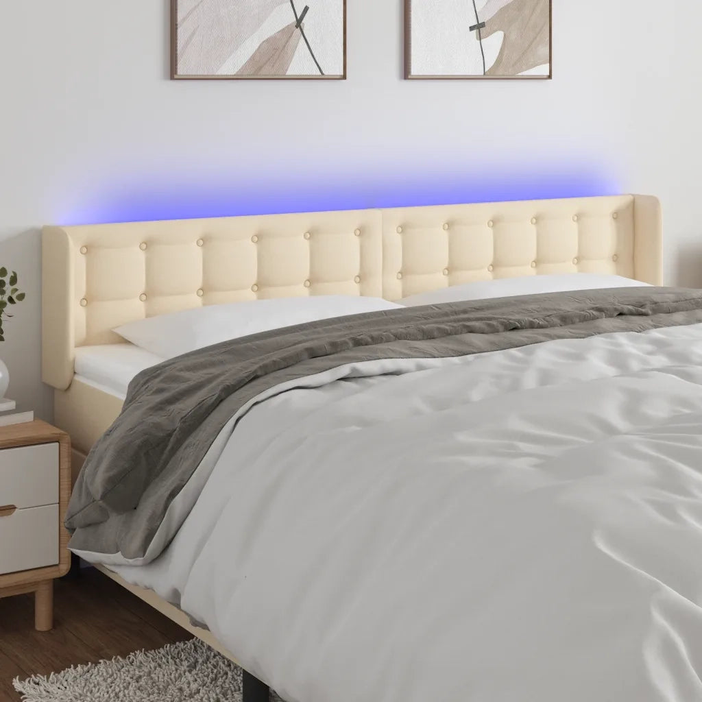 Testiera a LED-Testata con LED Crema 163x16x78/88 cm in Tessuto 514938