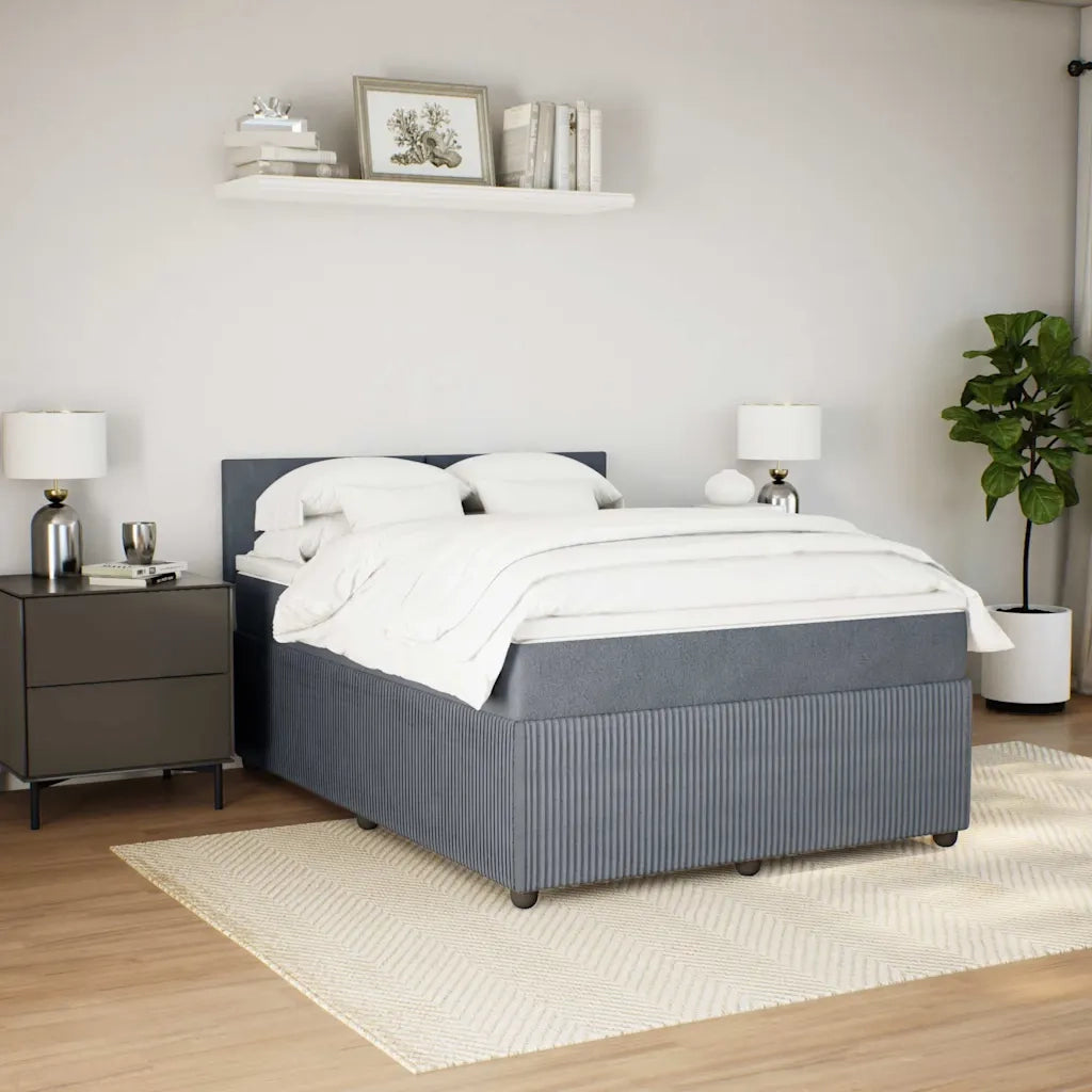 Giroletto a Molle con Materasso Grigio Scuro 140x190 cm Velluto