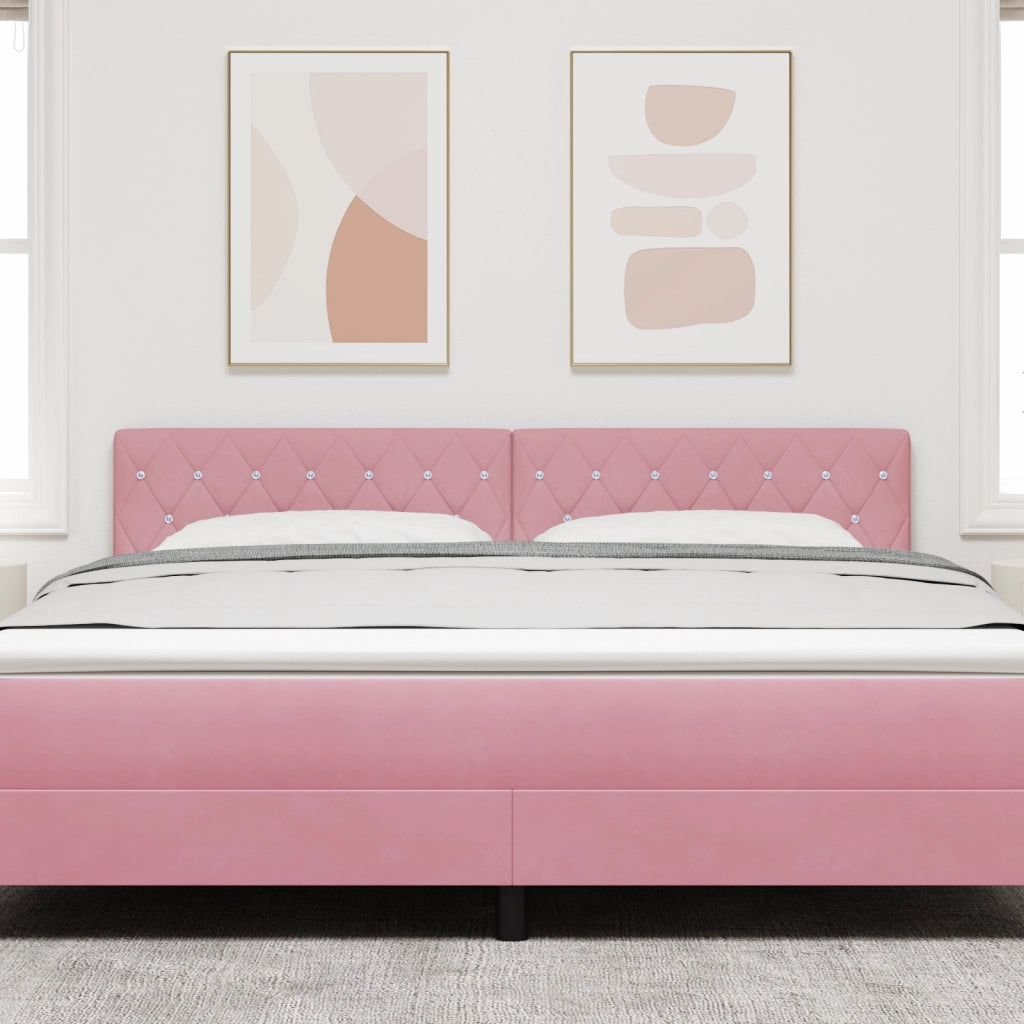 Testata LED con Bottoni in Cristallo Rosa 90 cm Velluto