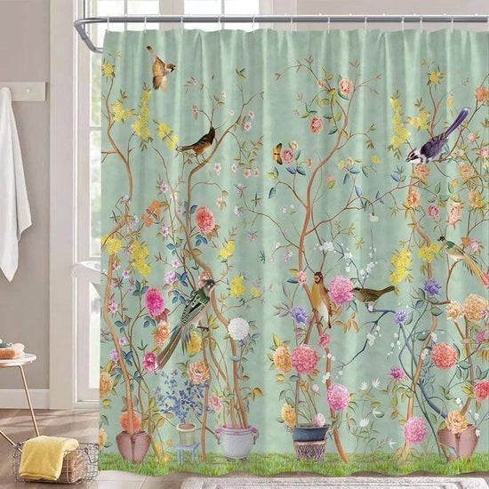 Douchegordijn acqua e muffa resistente - 1 pezzo - verde - poliestere - 180 x 180 cm
