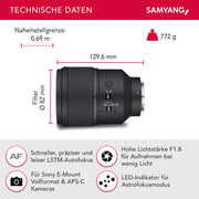 Set Teleobiettivo AF 135mm F1.8 FE compatibile con Sony E & Lens Station - autofocus full frame e APS-C - lunghezza focale fissa, per uso esterno - per A9 A7 A1 Alpha 6000 A7C II