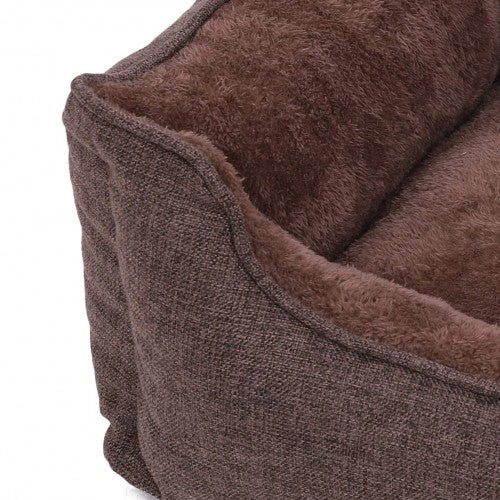 Cuccia per cani 110 x 75 x 27 cm cesta per cani con rivestimento in tessuto stile orsetto sfoderabile e lavabile in lavatrice marrone 12_0000793