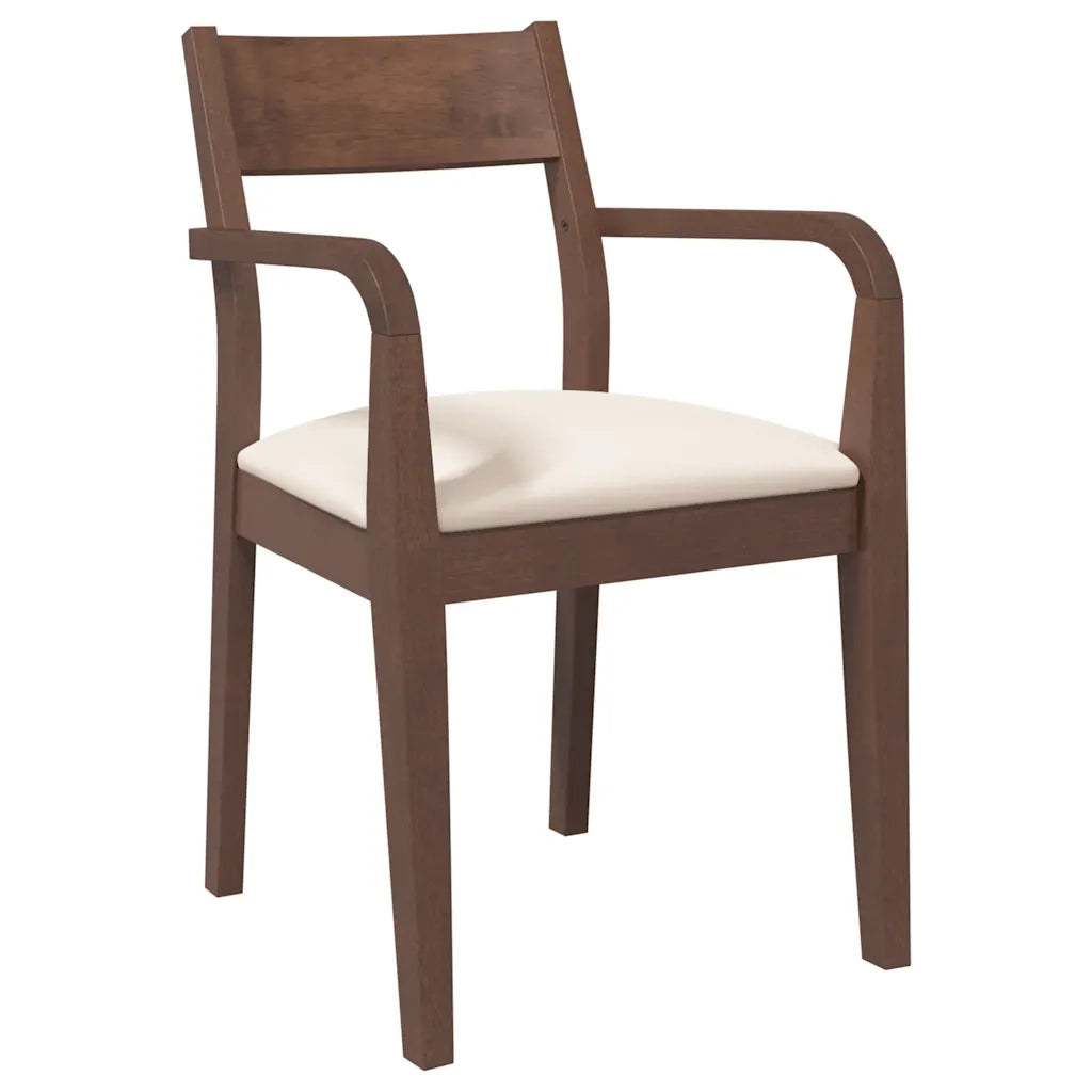 Sedie da Pranzo con Cuscini 2pz Marrone Legno Massello di Hevea