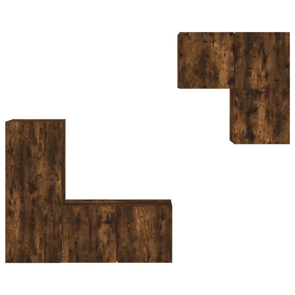 Mobili TV a Muro 4pz-Set di 4 Credenza per TV sospesa Rovere Fumo in Legno Multistrato