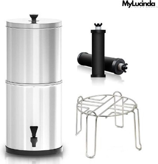 Filtro Acqua da Terra – Capacità 11L – Dimensioni 24x24x55 cm – Apparecchio di Purificazione Acqua con Standard – Acciaio Inossidabile