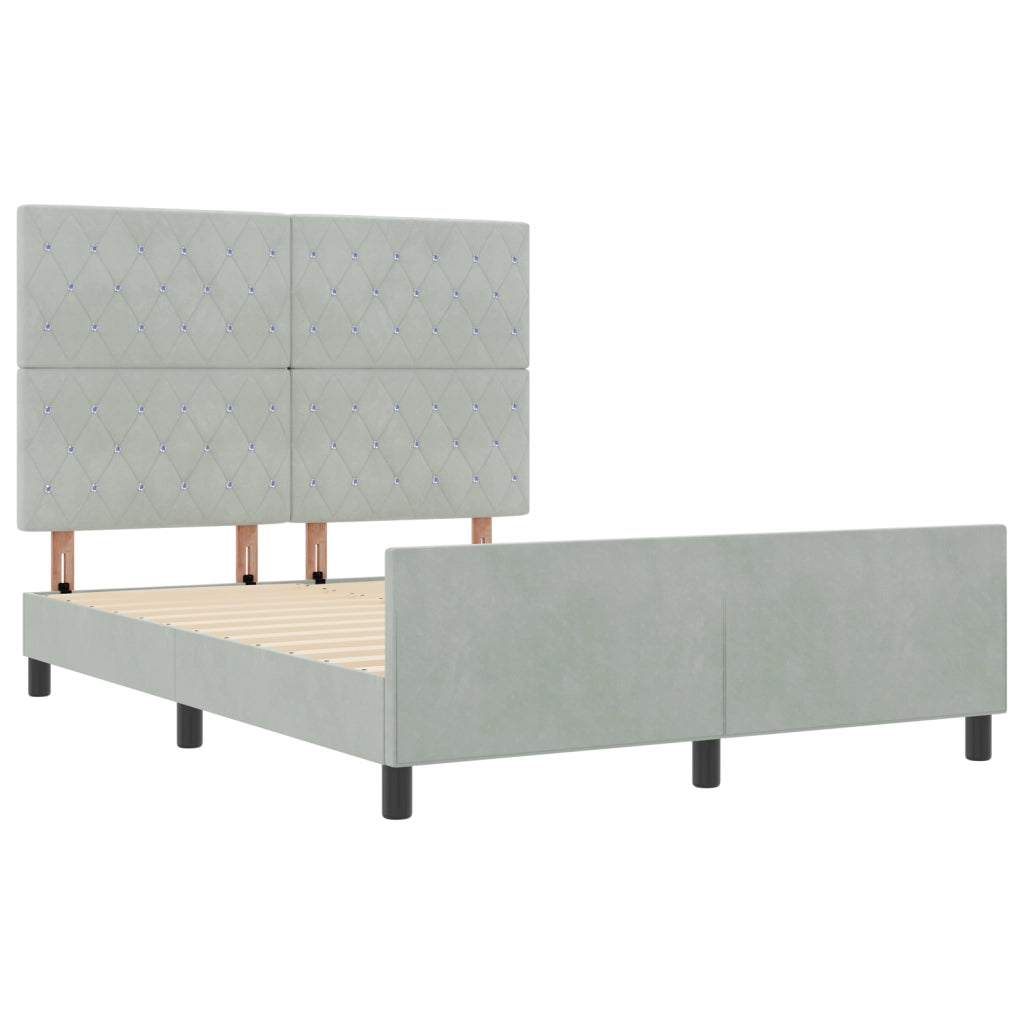 Letto Grigio Chiaro 140x190 cm in Velluto
