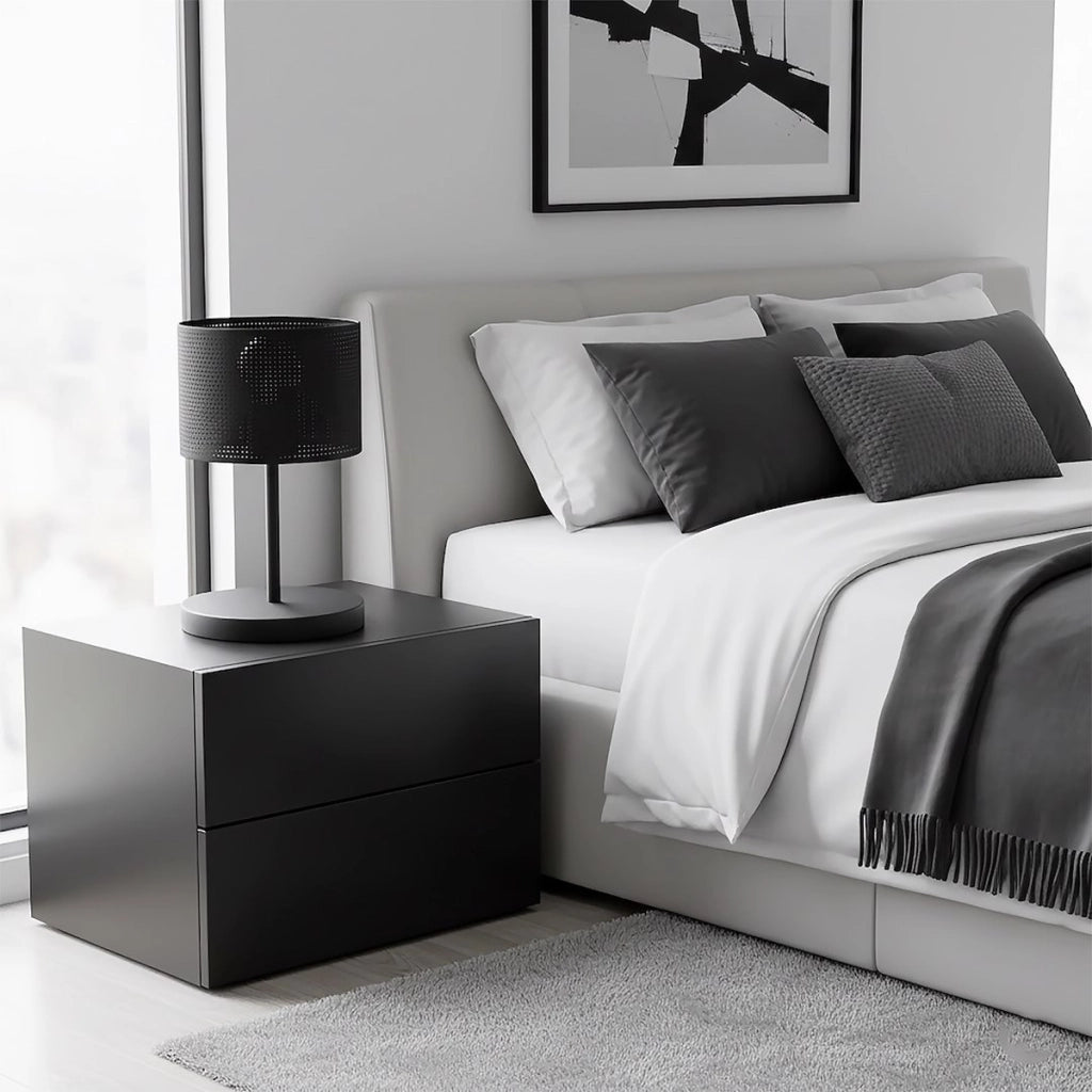 Lampada da tavolo LUX in acciaio nero opaco