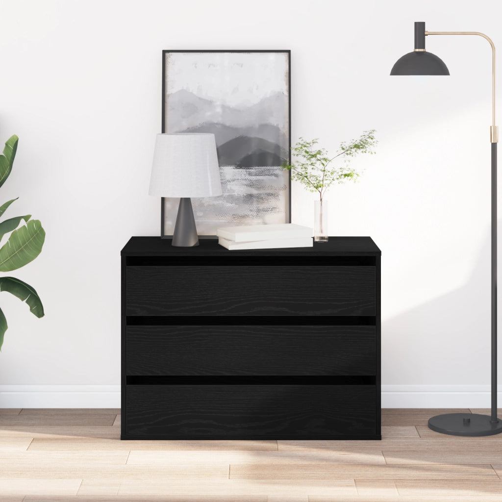 Cassettiera ad angolo Nero Rovere 80x41x58 cm Legno ingegnerizzato