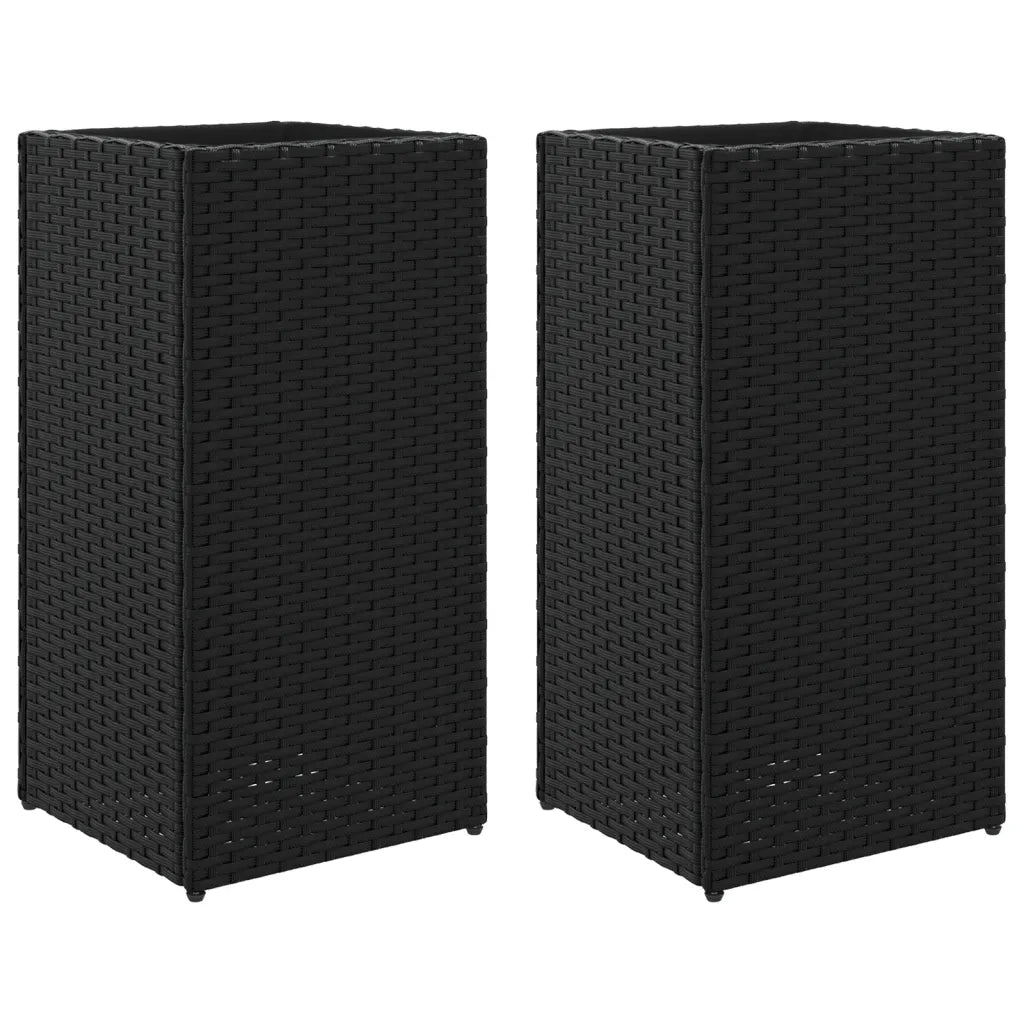 Fioriere da Giardino 2 pz Nere 30x30x60 cm in Polyrattan 3210516