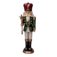 Soldatino Schiaccianoci in resina verde con led cm 14,5x11xh47