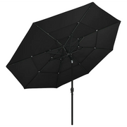Ombrellone a Sbalzo 3 Livelli Palo Alluminio 3,5 m Nero 313882