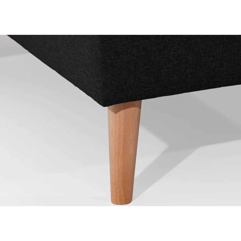 Divano angolare convertibile HASGARD 3 posti nero 248x162 cm - con vano contenitore e piedi in legno