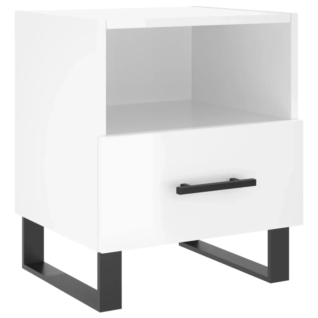 Comodini 2 pz-Set di 2 Tavolino da notte Bianco Lucido 40x35x47,5 cm in Legno Multistrato 877771