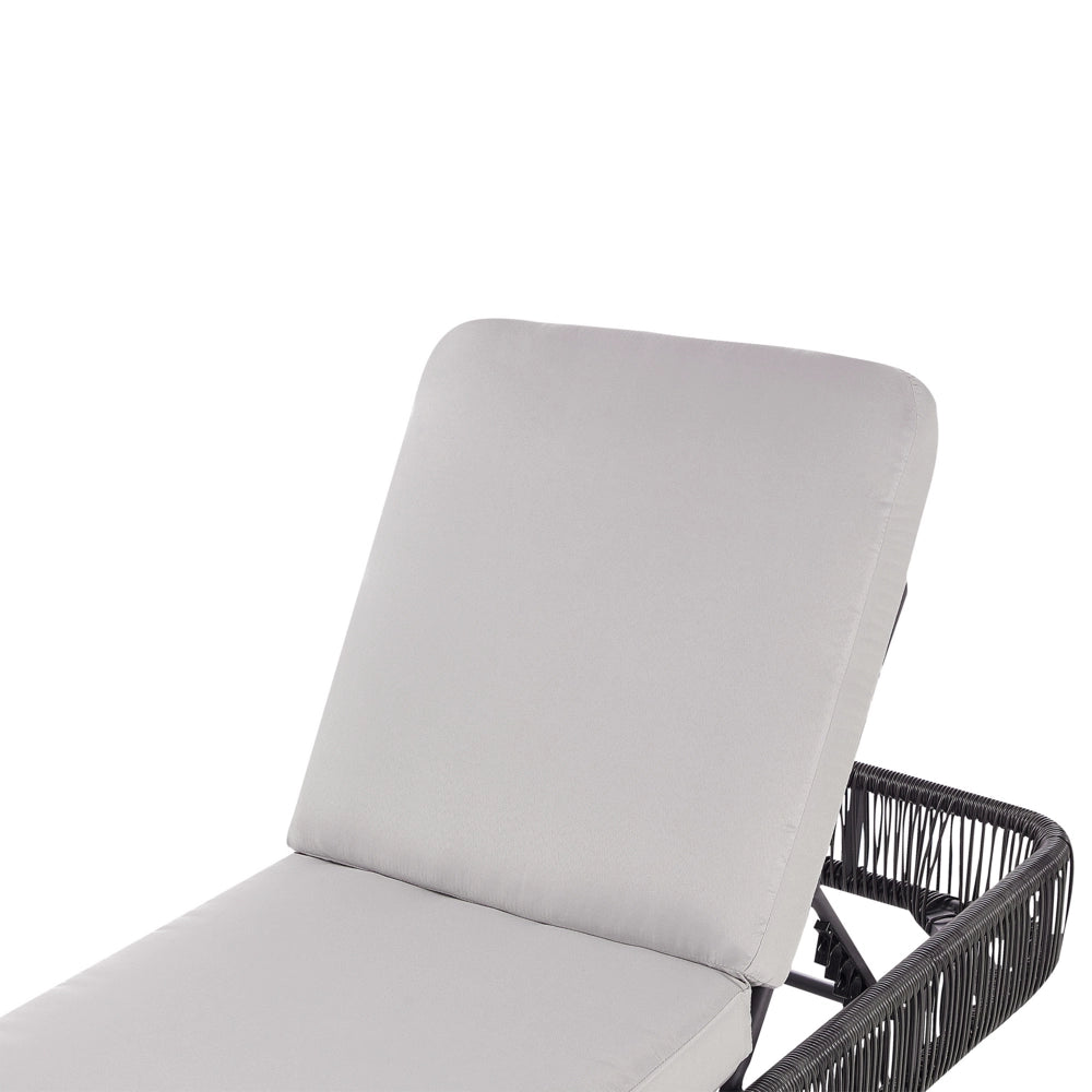 Lettino da giardino per esterni Naturale e Beige PE Rattan Alluminio Tessuto Poliestere Cuscino regolabile Schienale reclinabile