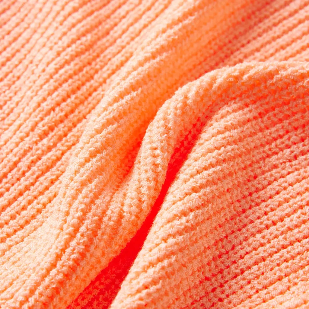 Maglione da Bambina Lavorato a Mano Arancione Brillante 128 14573