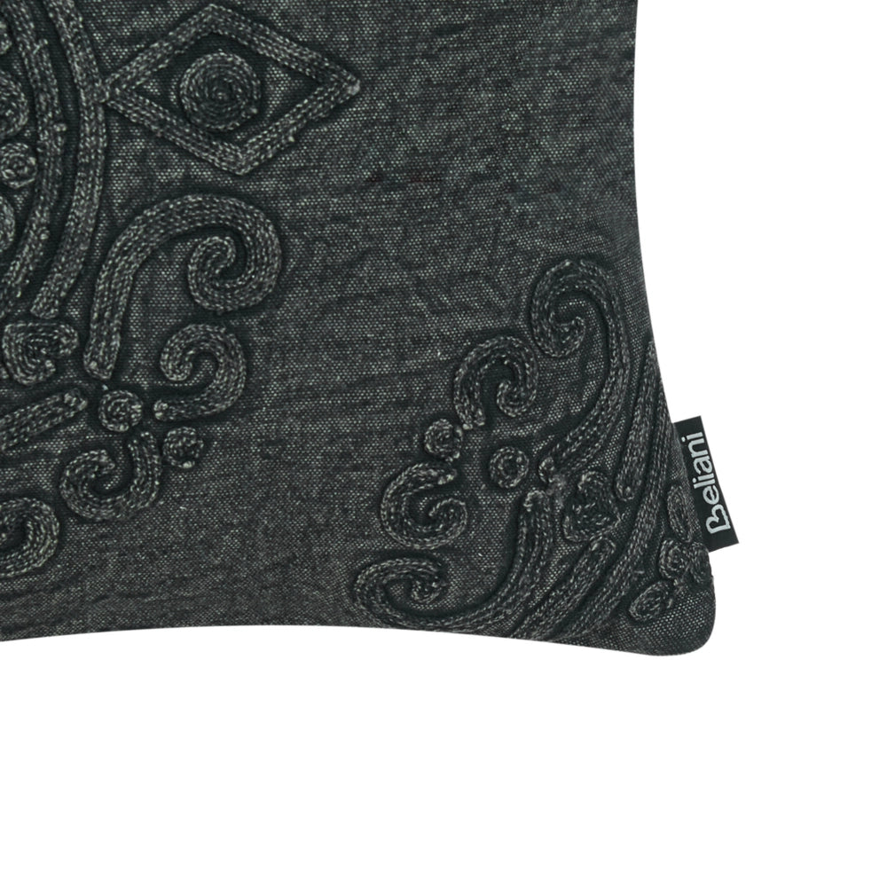Set di 2 cuscini decorativi stile boho 30 x 50 cm in tessuto grigio scuro per interni
