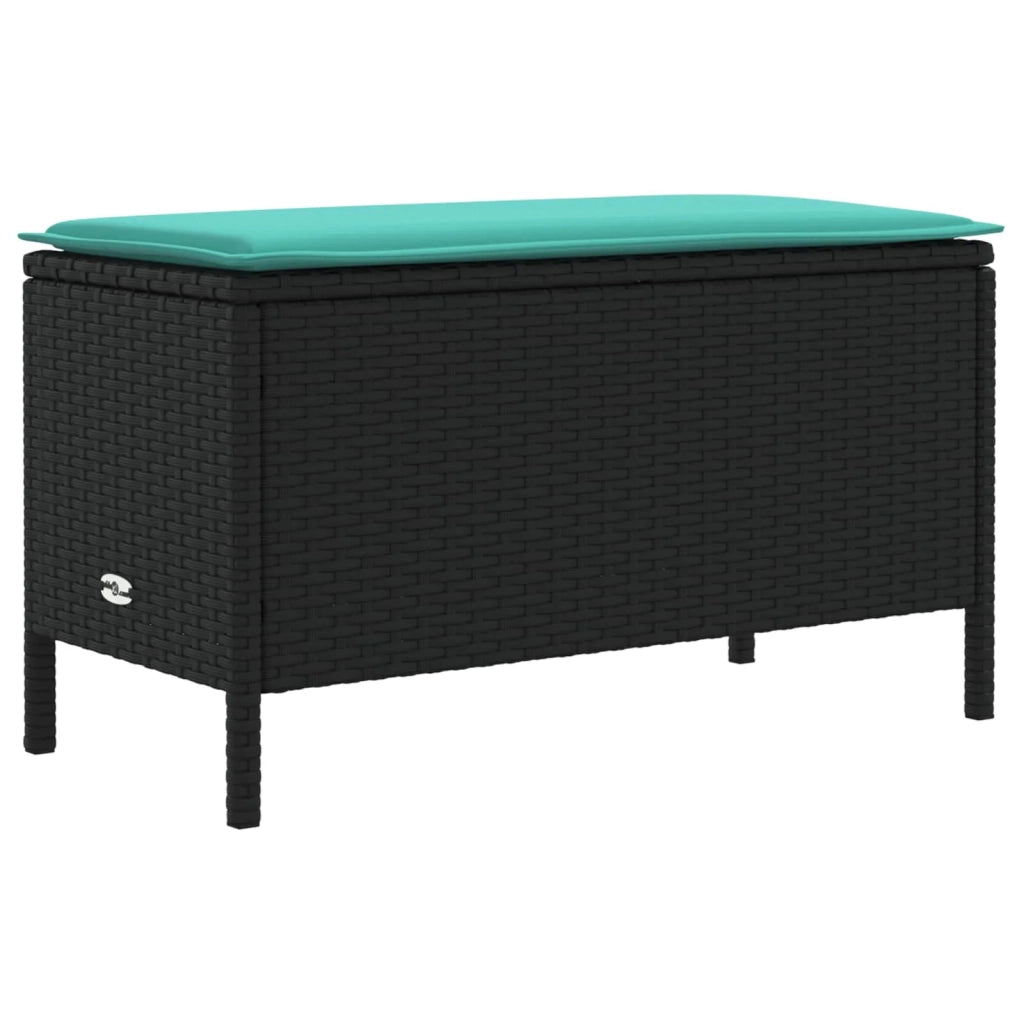 Sedia da giardino-Poggiapiedi da Giardino Nero e Turchese 80 x 38 x 42 cm
